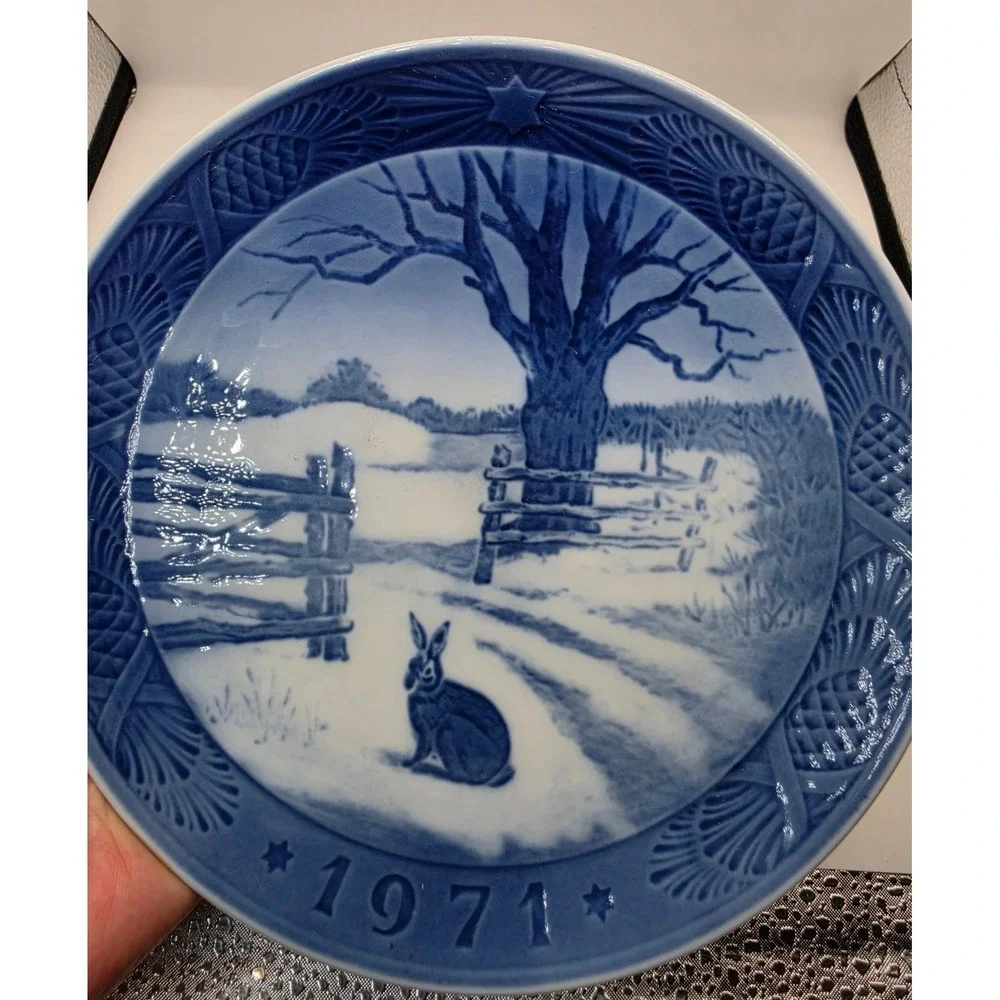 Royal Copenhagen Christmas Plates 1970 1971 1972 Blue White Porcelain Set of 3